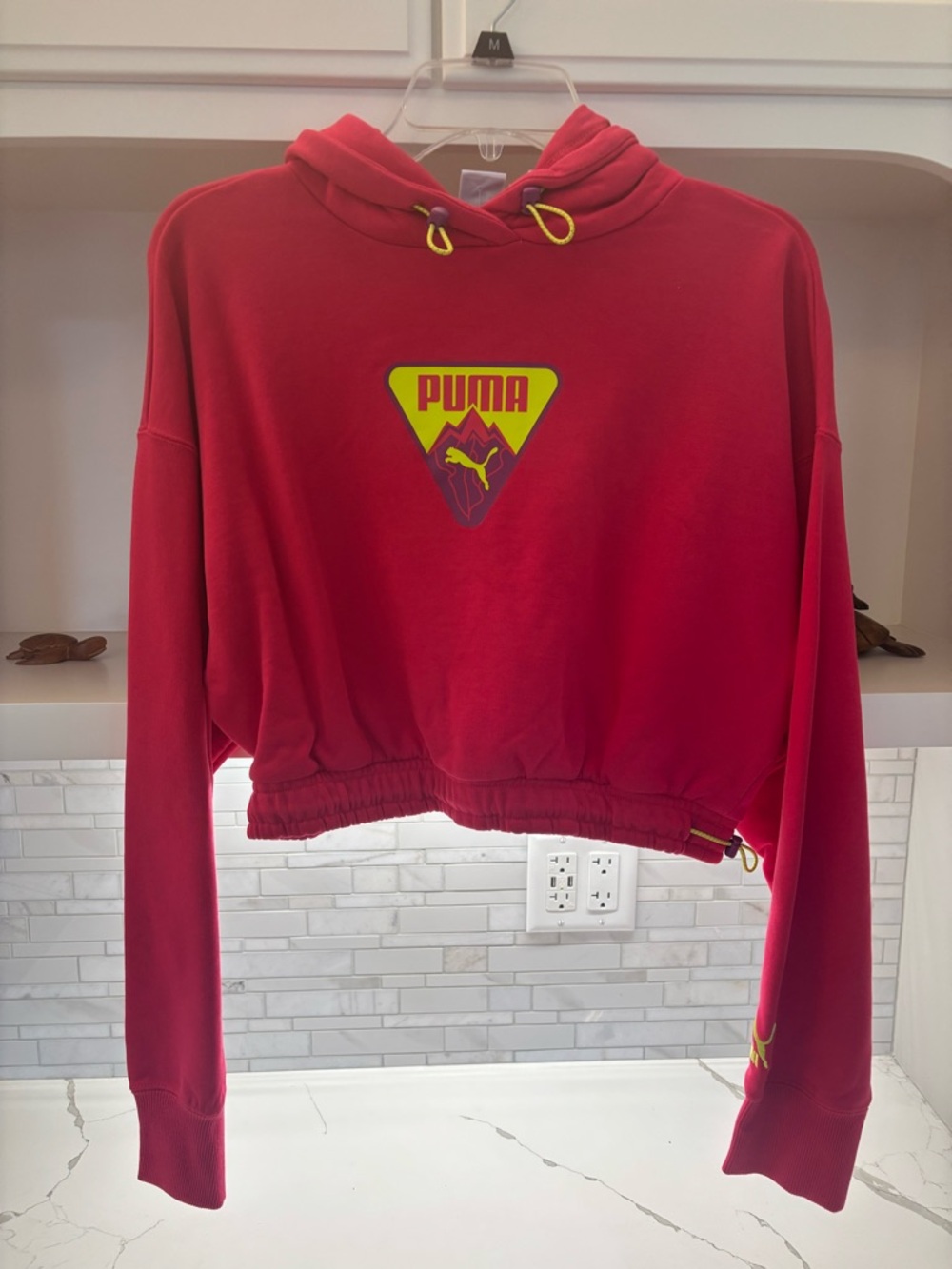 Puma Pink Hoodie with Yellow Logo Accents